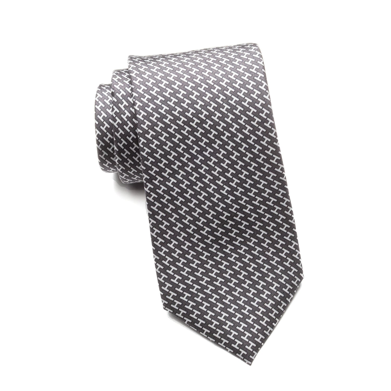 Mens Ledberry Silk Tie – Charcoal Gridlock Weave