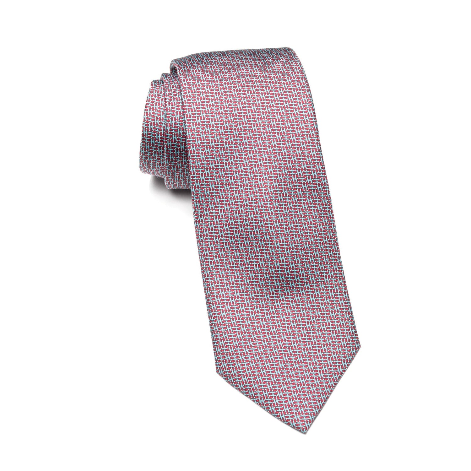 Mens Ledberry Silk Tie – Red Crosshatch Grid