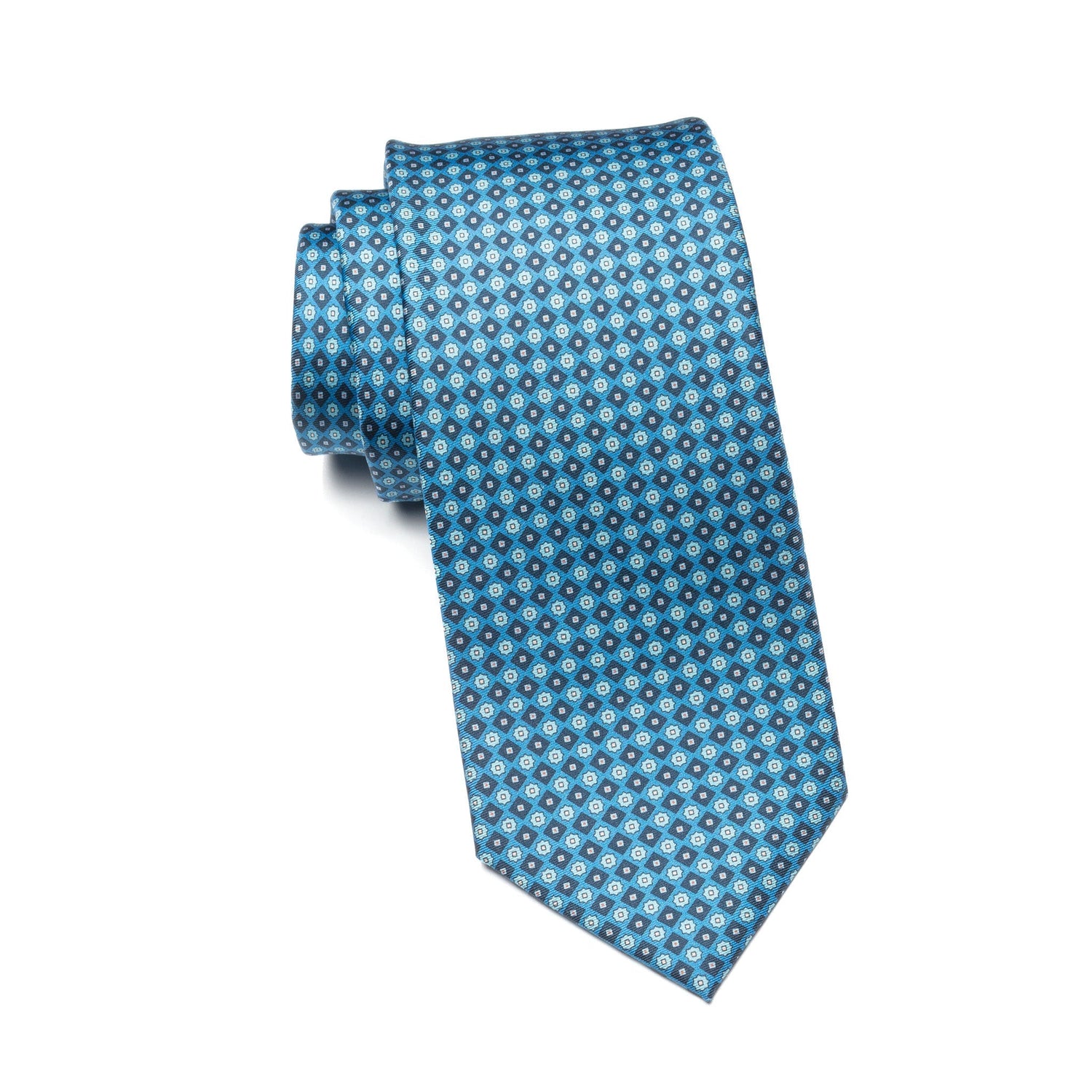 Mens Ledberry Silk Tie – Azure Mosaic