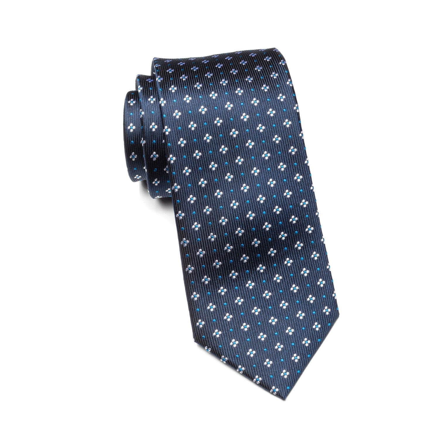 Mens Ledberry Silk Tie – Navy Petal Dot