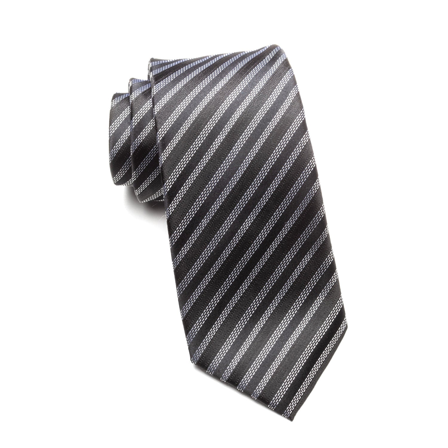 Mens Ledberry Silk Tie – Onyx Pinstripe
