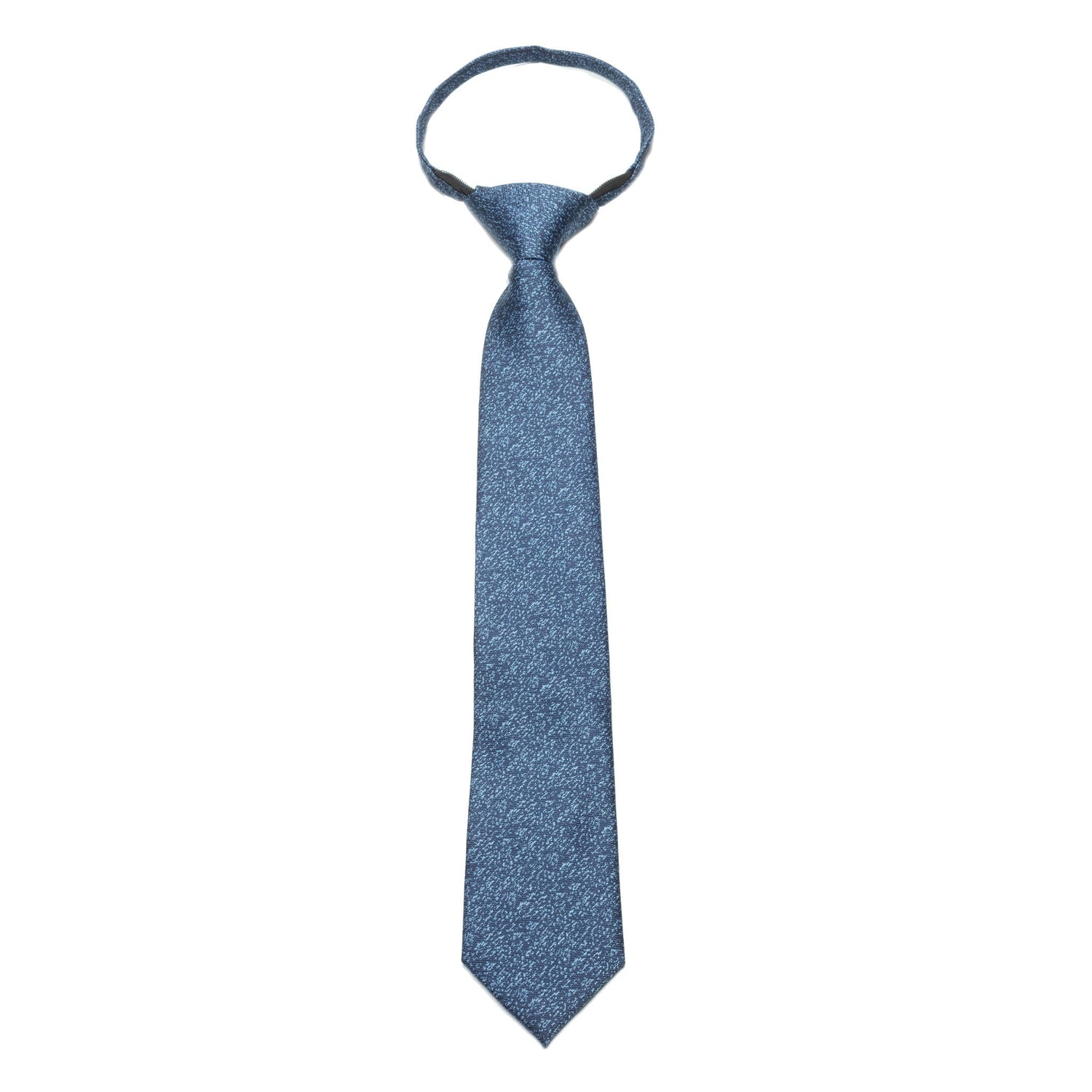 Boys Zipper Tie – Steel Blue Static