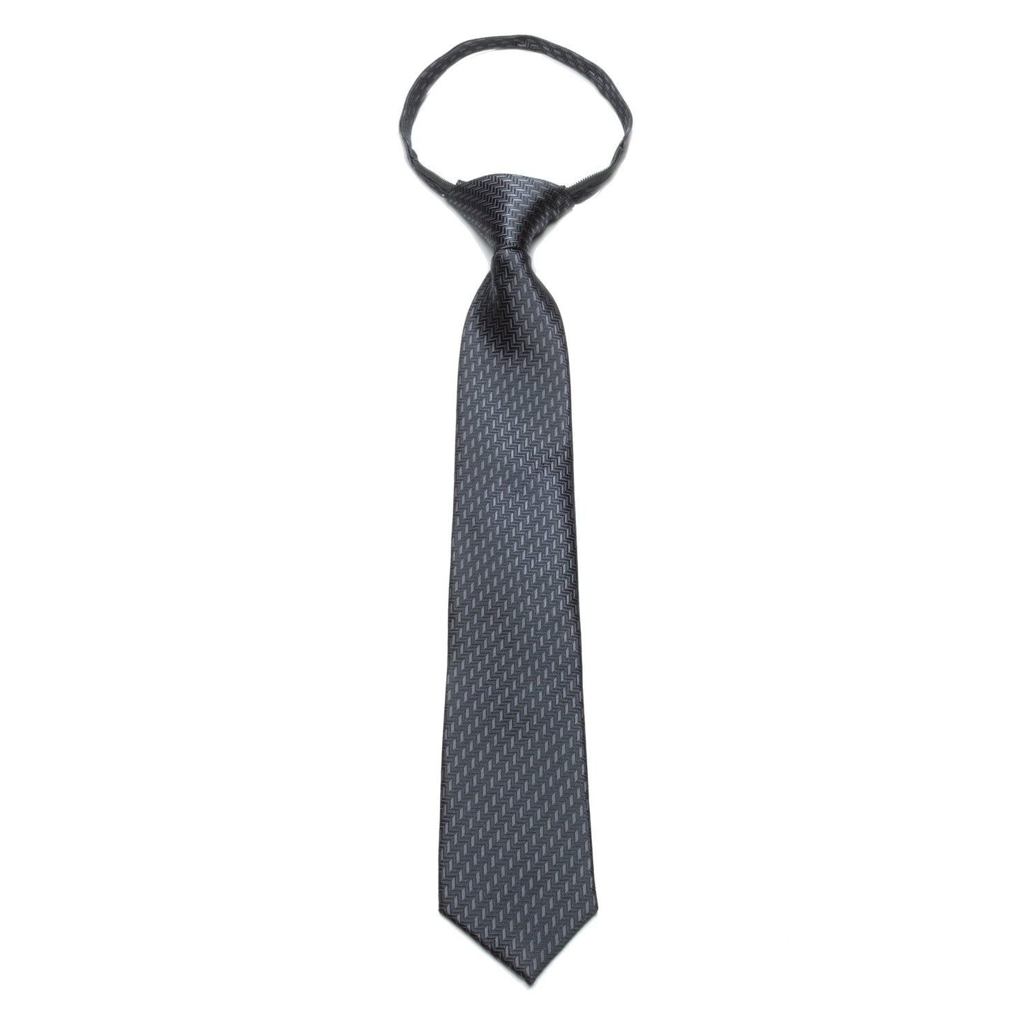 Boys Zipper Tie – Midnight Grid Weave