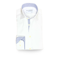 CLEAN Boys Twill NON IRON Cutaway Collar Shirt Long Sleeves with Royal Blue Contrast Fabric