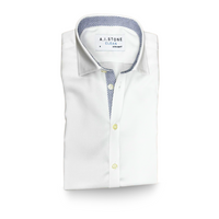 CLEAN Boy Twill NON IRON Cutaway Collar Shirt Short Sleeves With Royal Blue Contrast Fabric