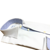 CLEAN Boys Twill NON IRON Cutaway Collar Shirt Long Sleeves with Royal Blue Contrast Fabric