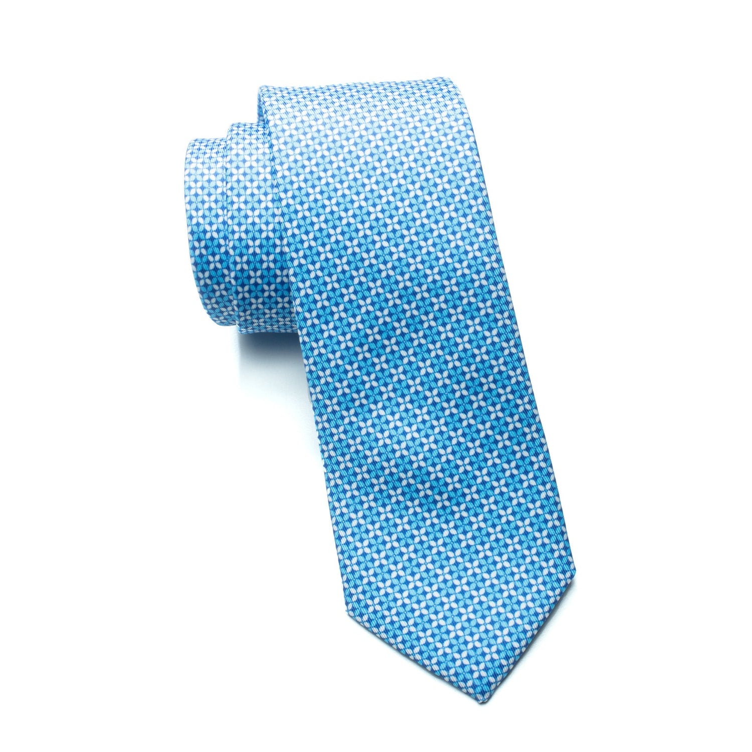 Boys Cache Tie – Sky Petal Grid