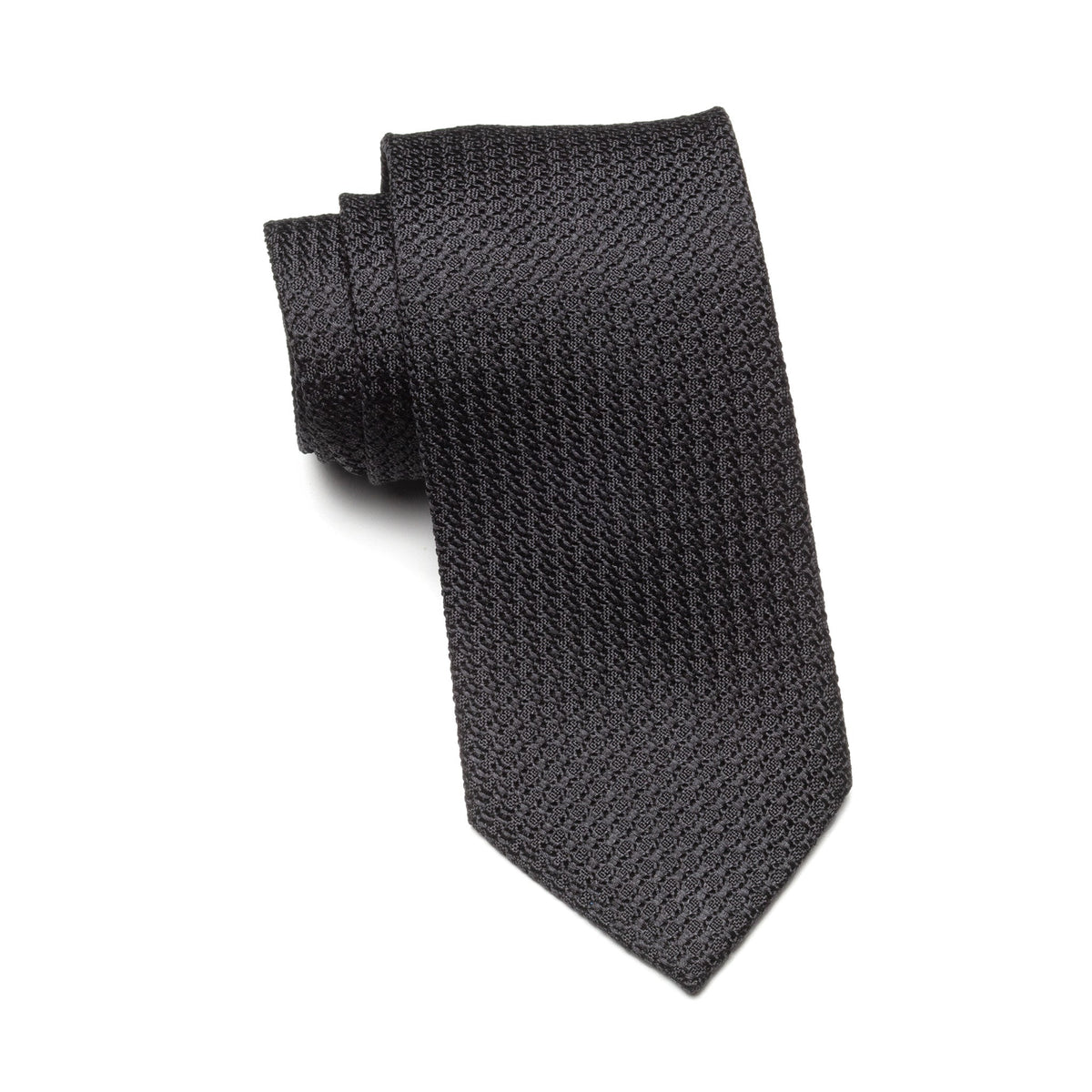 Mens Ledberry Grenadine Tie – Charcoal Depth Weave