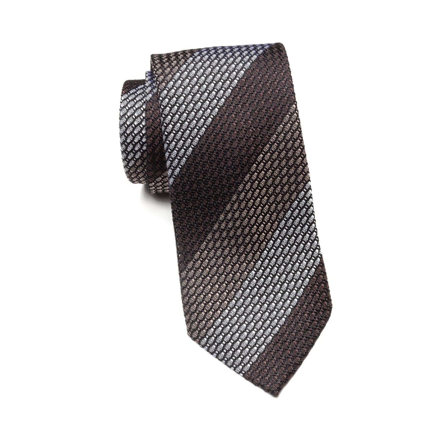 Mens Ledberry Grenadine Tie – Umber Dusk Stripe