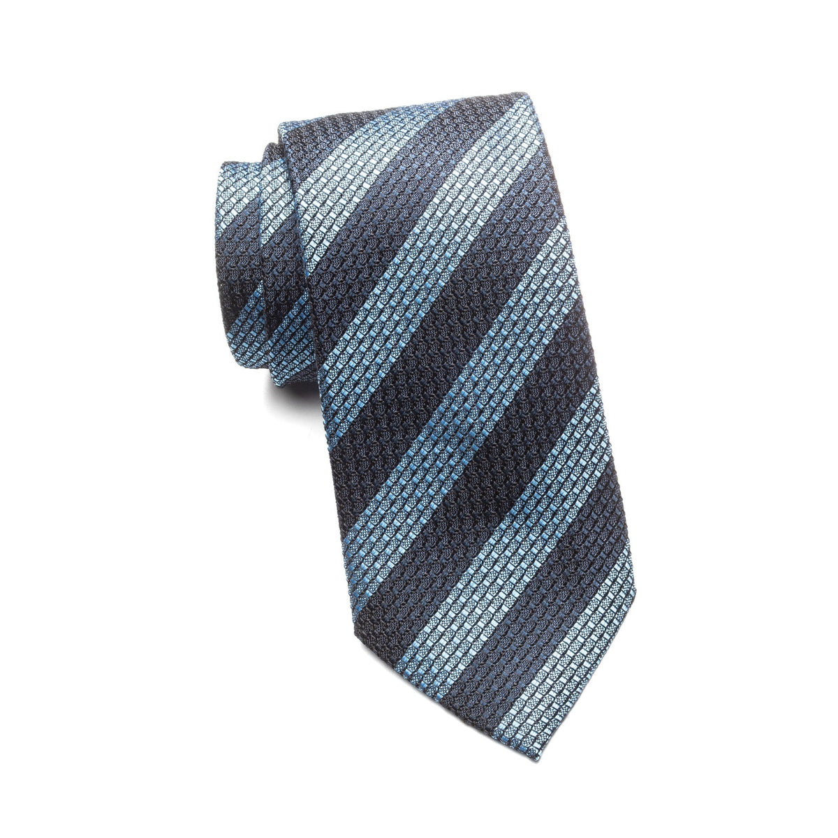 Mens Ledberry Grenadine Tie – Blue Shadow Stripe
