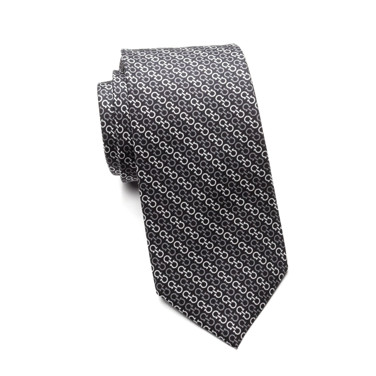 Mens Ledberry Silk Tie – Charcoal Interlock Chain