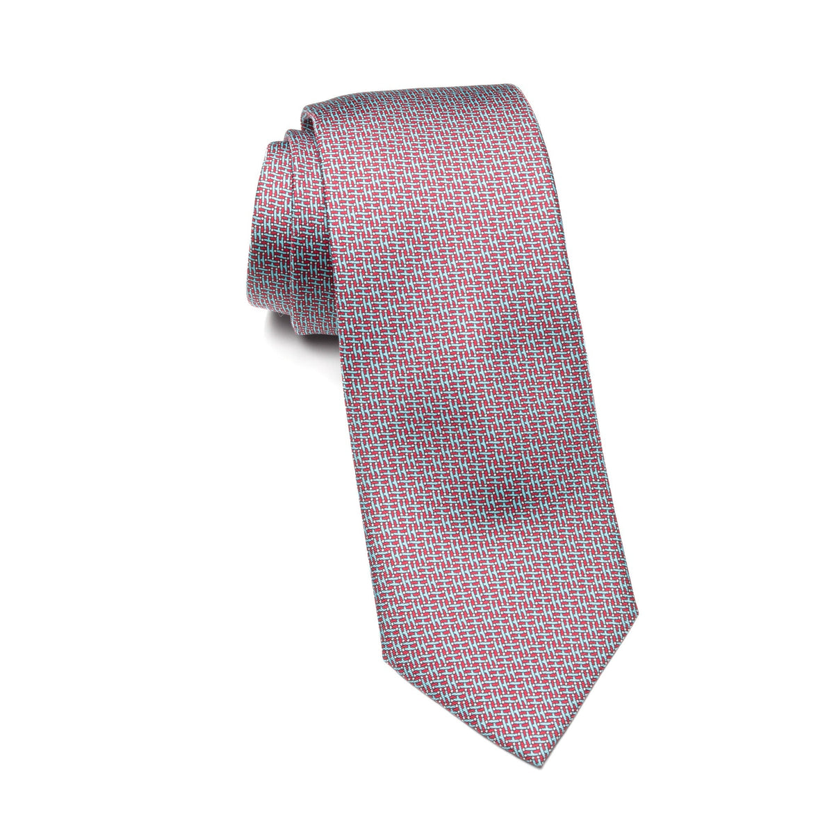 Mens Ledberry Silk Tie – Red Crosshatch Grid