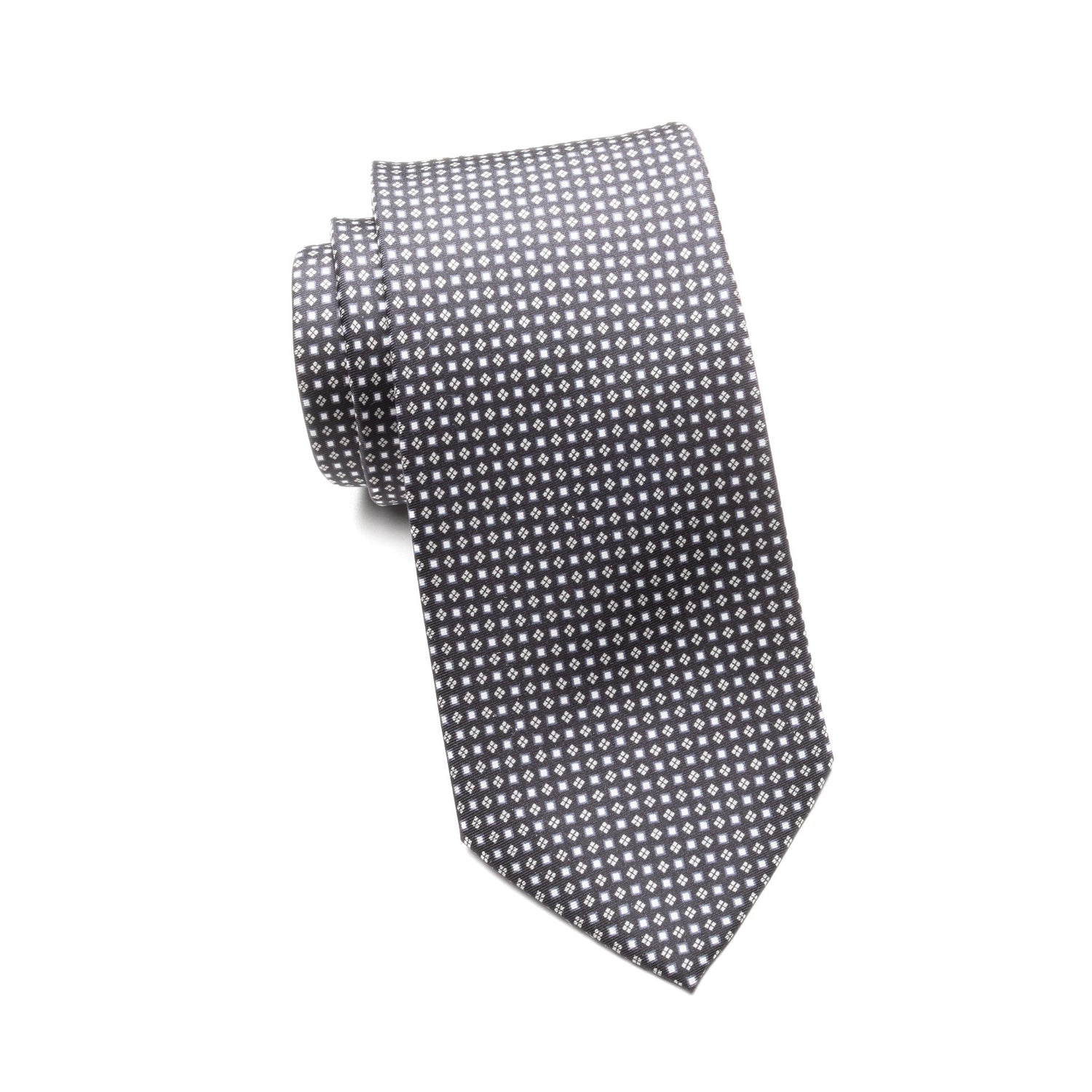 Mens Ledberry Silk Tie – Charcoal Petal Dot