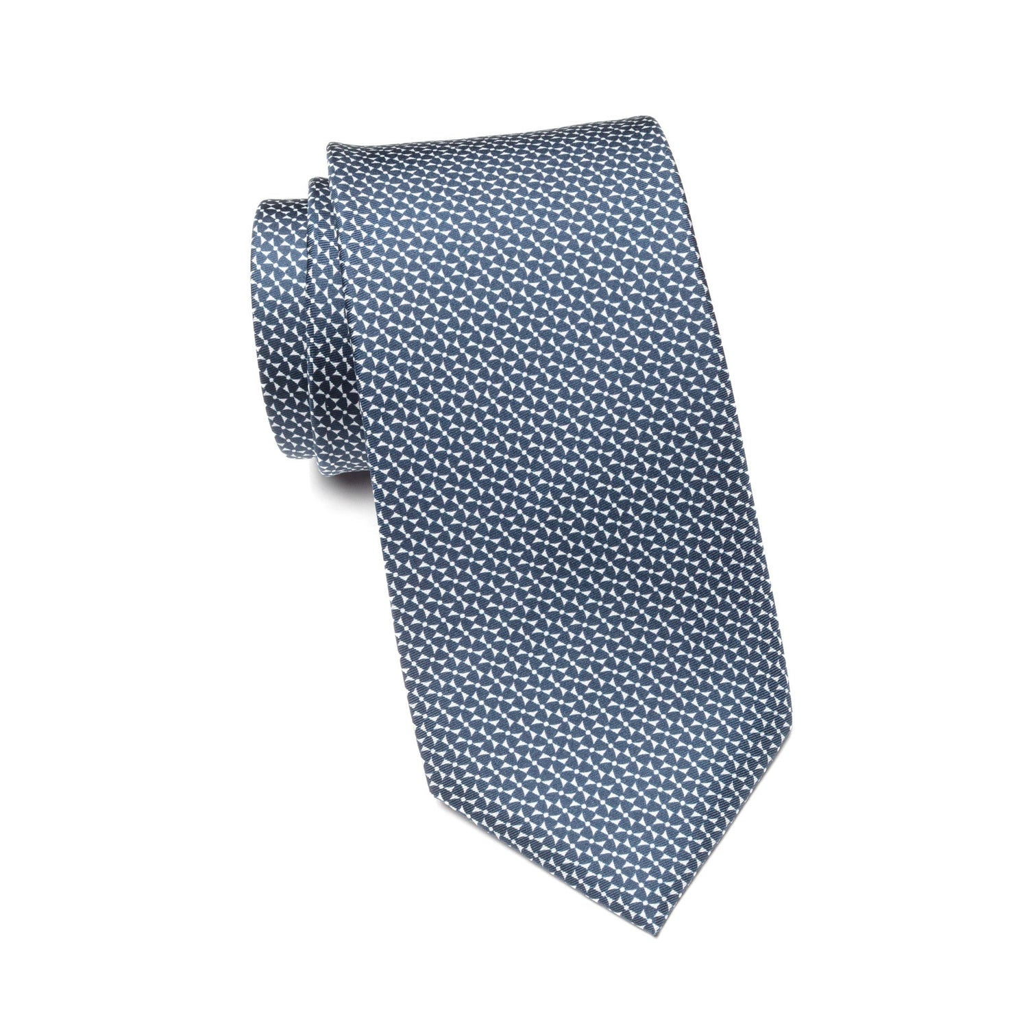 Mens Ledberry Silk Tie – Navy Pinwheel