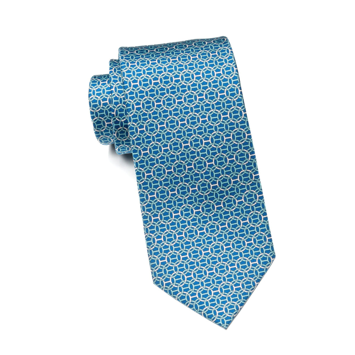 Mens Ledberry Silk Tie – Blue Chainlink
