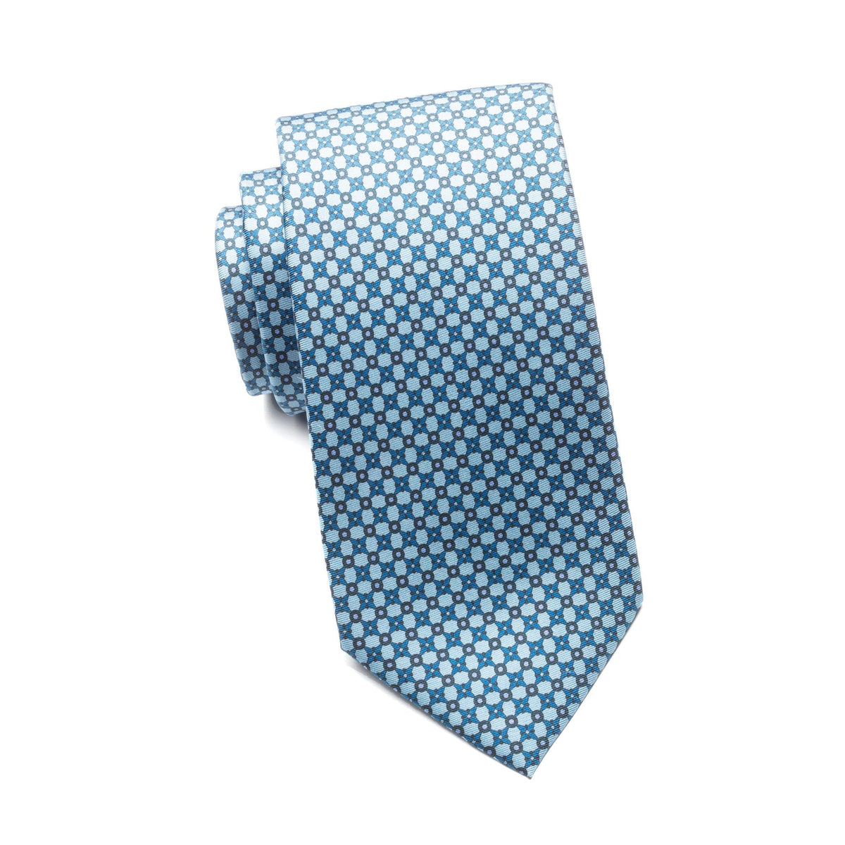 Mens Ledberry Silk Tie – Sky Blue Floral Grid