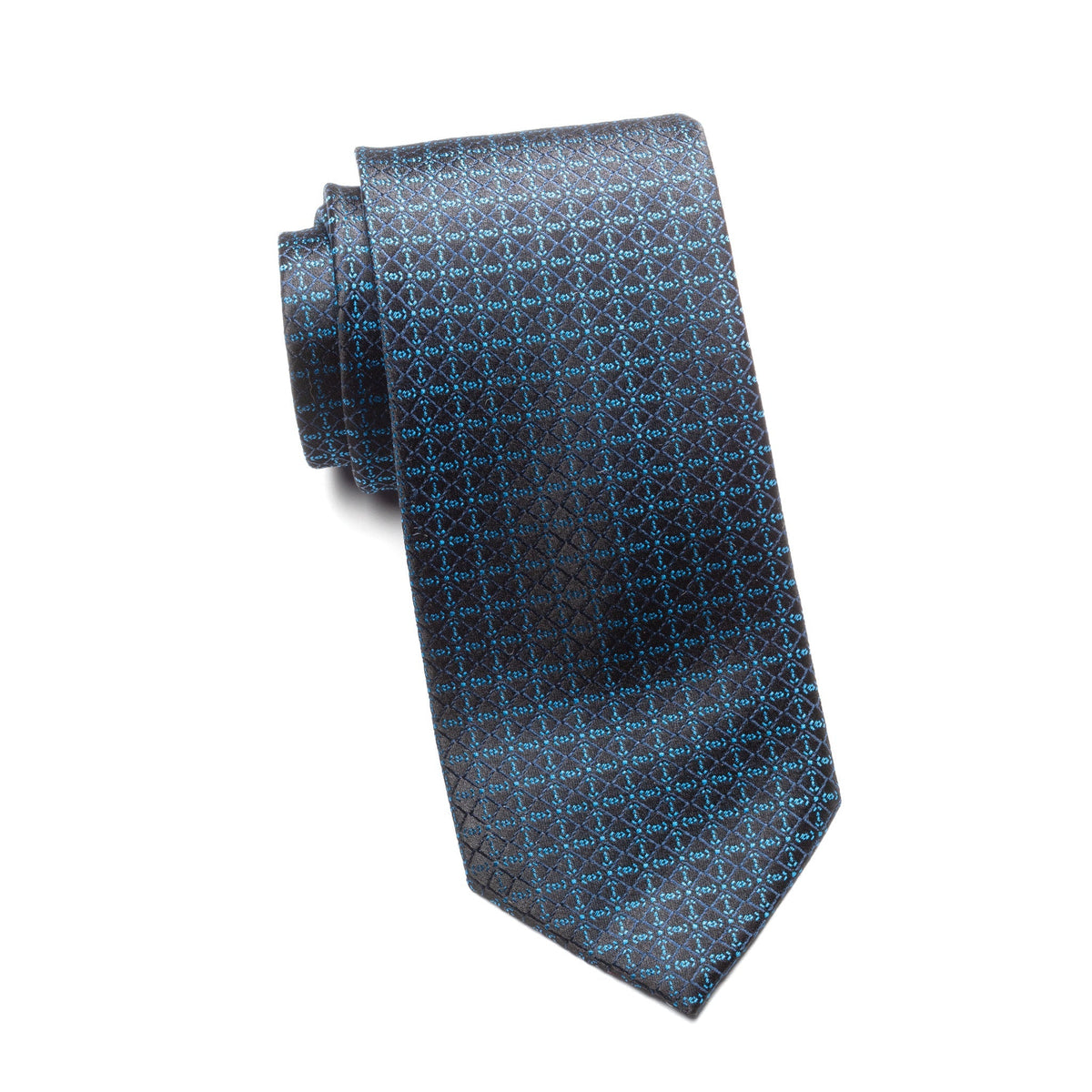 Mens Ledberry Silk Tie – Azure Lattice Bloom