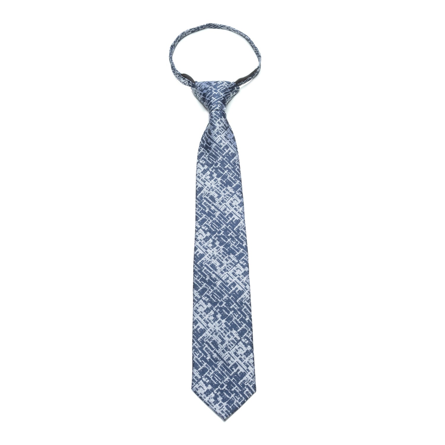 Boys Zipper Tie – Navy Pixel Maze