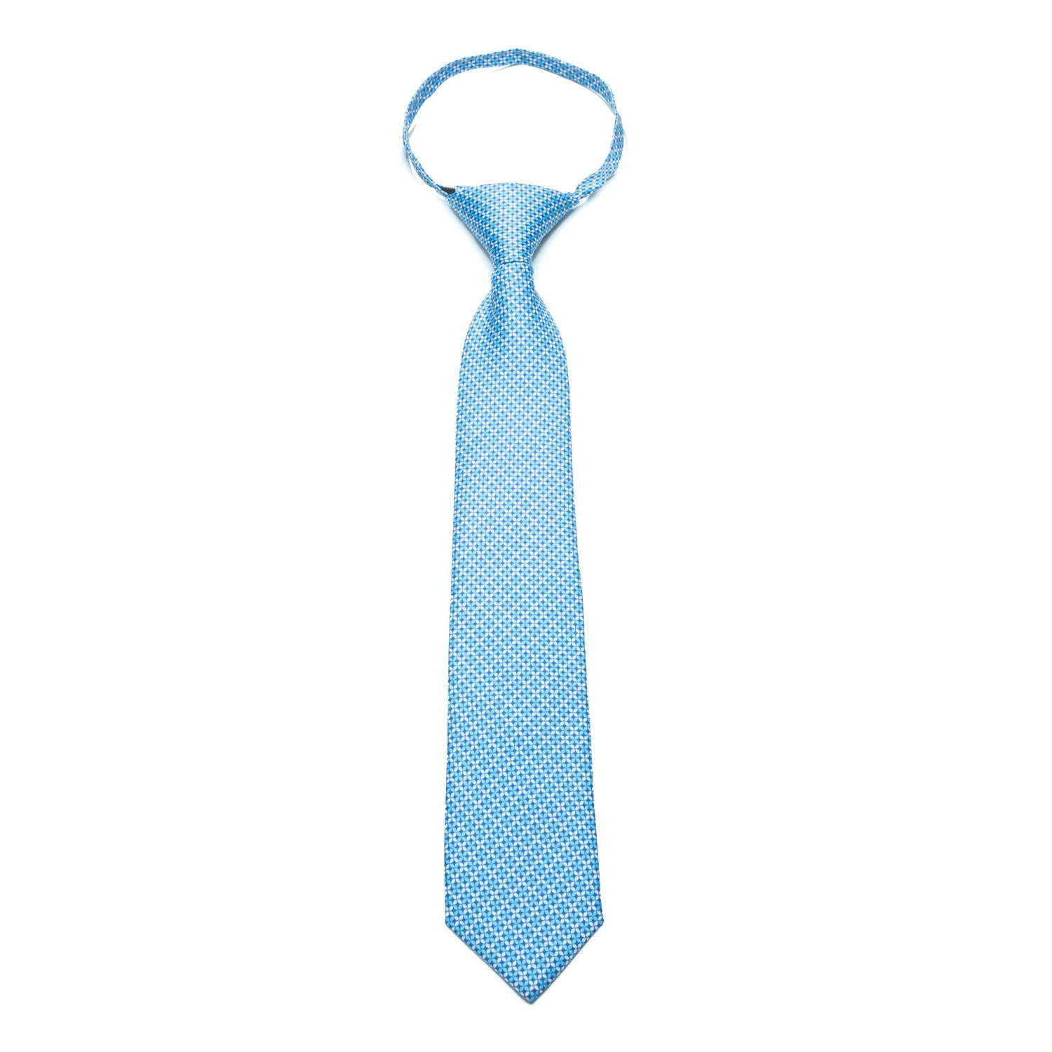 Boys Zipper Tie – Aqua Mini Dot