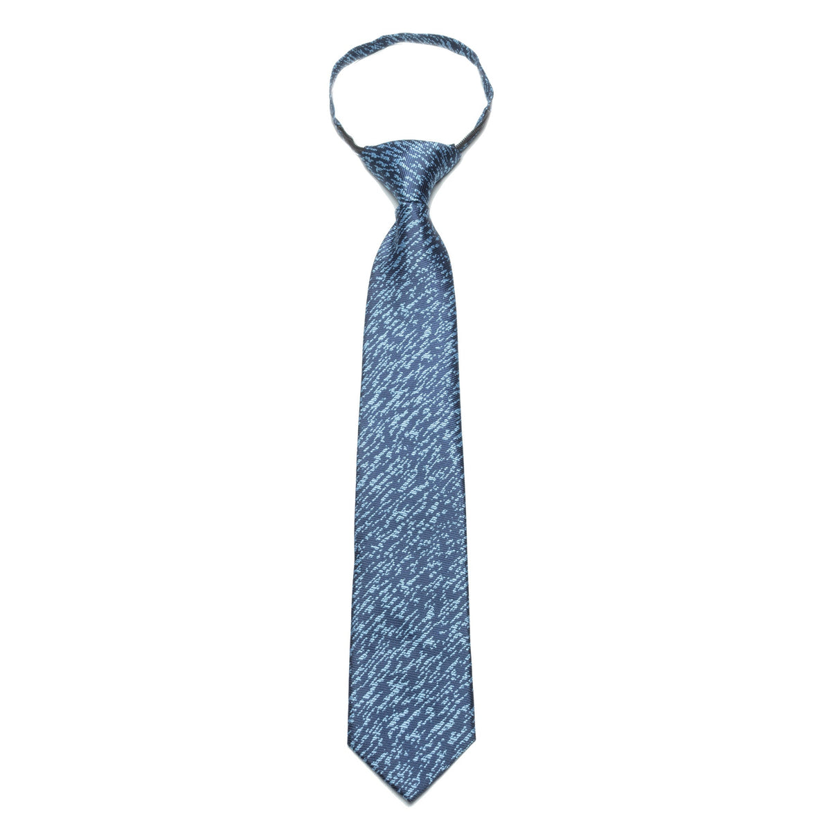 Boys Zipper Tie – Blue Static Weave