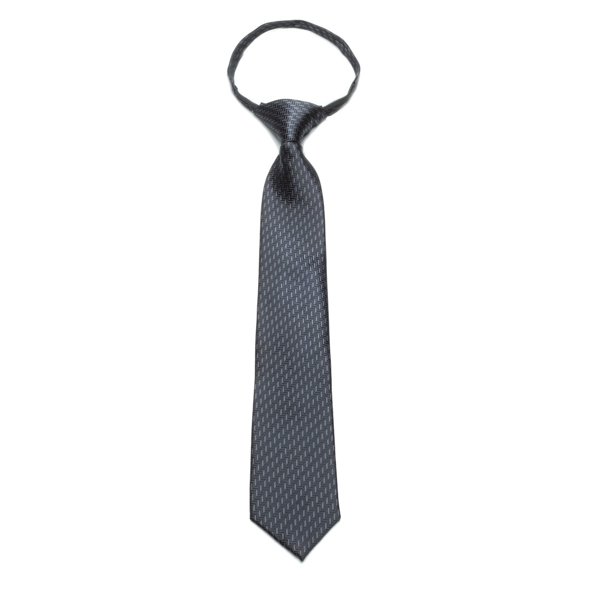 Boys Zipper Tie – Midnight Grid Weave