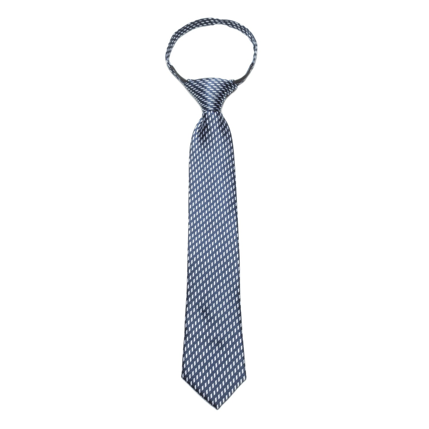 Boys Zipper Tie – Navy Block Dot