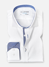 CLEAN Boys Twill NON IRON Cutaway Collar Shirt Long Sleeves with Blue Diamond Contrast Fabric