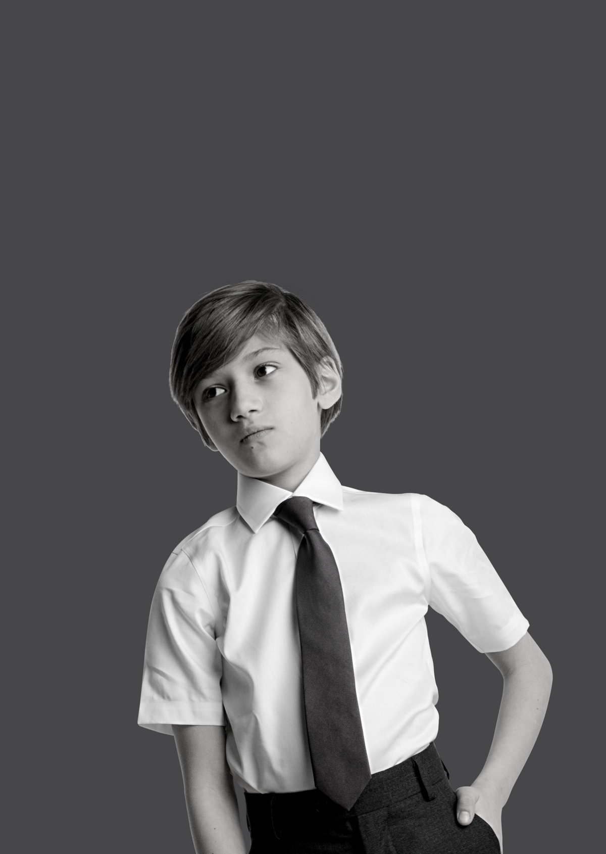 CLEAN Boys Twill NON IRON Cutaway Collar Short Sleeves